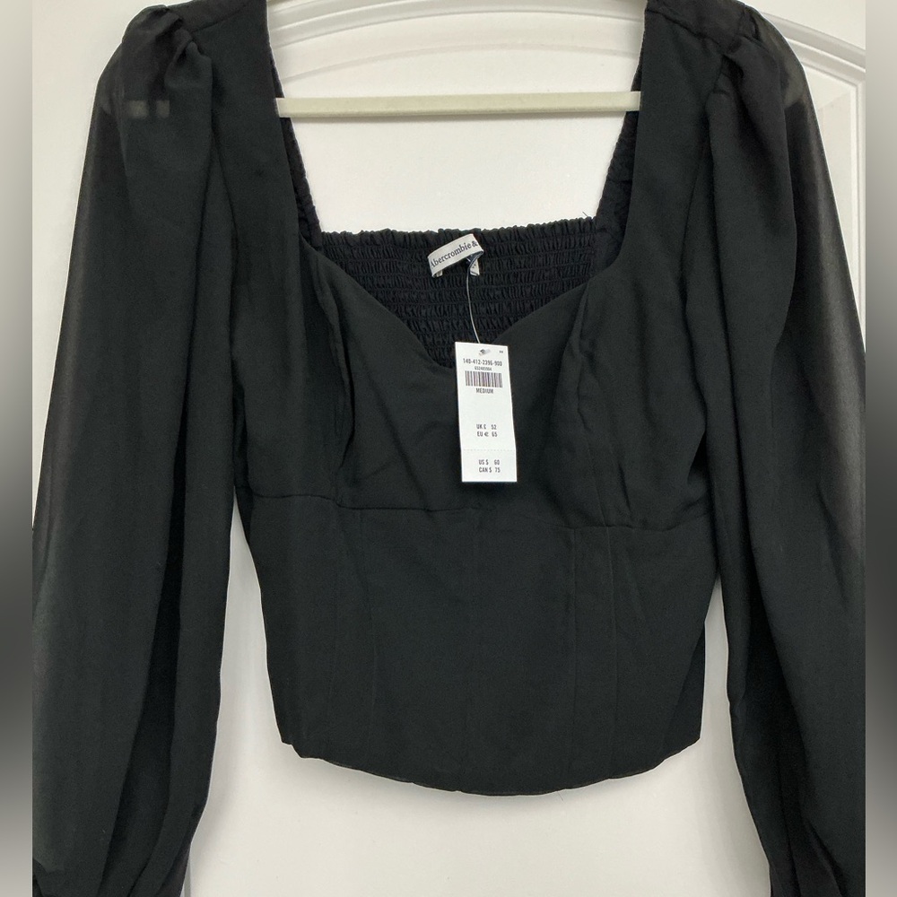 NWT Abercrombie & Fitch Black Long Sleeve Blouse